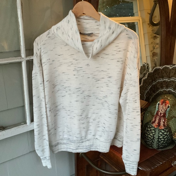 Anthropologie Tops - Anthropologie Cream Speckled Cowl Neck Pullover